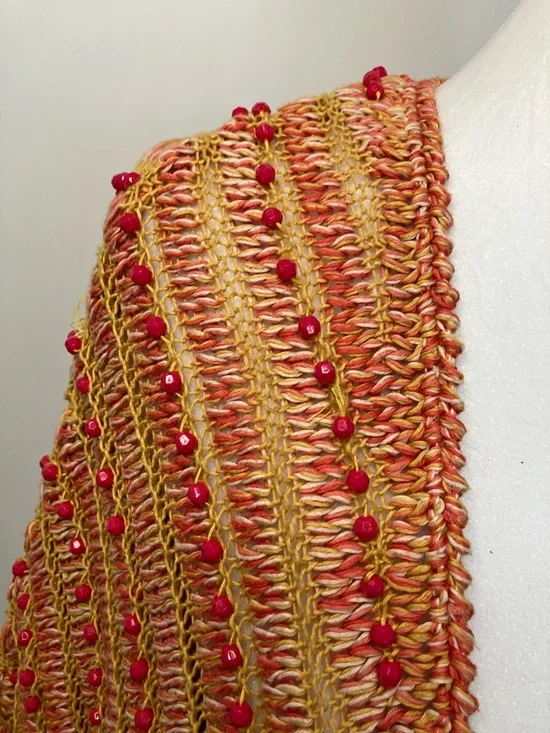 Anthropologie Charlie & Robin Leahi Beaded Shrug S/M Crochet Boho Festival Layer - Picture 3 of 6